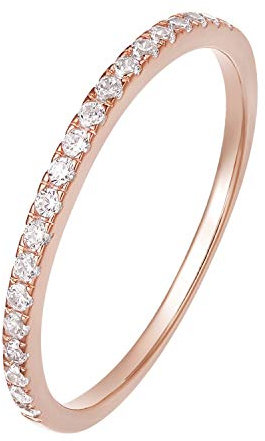 Zakk Eternity Ring Damen Ewigkeitsringe Vorsteckring Schmal Silber 925 Zirkonia Roségold Vergoldung Verlobungsringe Eheringe Trauringe Memoire Ring(Roségold,57 (18.1))