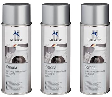 Normfest Lackspray hitzebeständig Corona silber matt 3x 400 ml