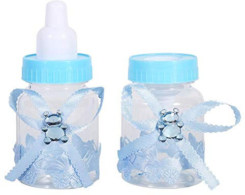 50 Stück Babyflasche Konfetti Box, Plastik Süßigkeitenform Geschenkflasche, Geschenkbevorzugungsflasche, für Hochzeitsbevorzugungen Geschenke Dekoration ((blau))
