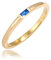 Elli Ring Damen Rechteck Schlicht mit Synthetischem Saphir aus 925 Sterling Silber Vergoldet