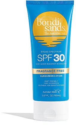 Bondi Sands Fragrance Free Sunscreen Body Lotion SPF 30 | Hydrating Broad Spectrum Protection, Sheer, Water Resistant, Reef Friendly* | 5.07 Oz/150 mL