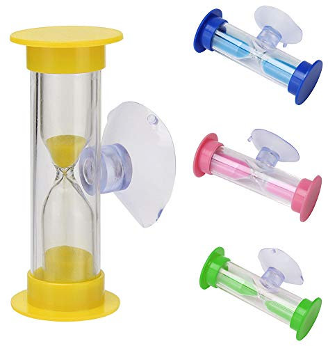 Kids Toothbrush Sandglass Mini Glass Sand Clock, Suction Cup Swivel Sand Timer, Children's Yellow