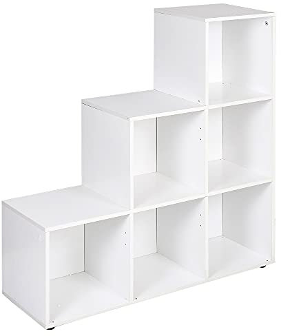 Naples 6 Cube Step Storage Bookshelf Unit (White)