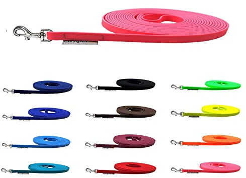 Schleppleine Biothane Hundeleine kleine Hunde 9mm 3m / 5m / 10m / 15m Hundeleine Biothane (3m MIT Handschlaufe, Neonpink)