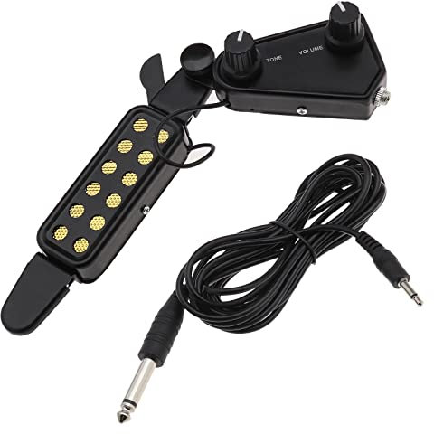 EMSea Micro Guitare 12 trous Sonores pour Guitare Acoustique 6 Cordes Préampli Transducteur Électrique Acoustique avec Contrôle de Tonalité et de Volume Longueur de Câble de 10 Pieds