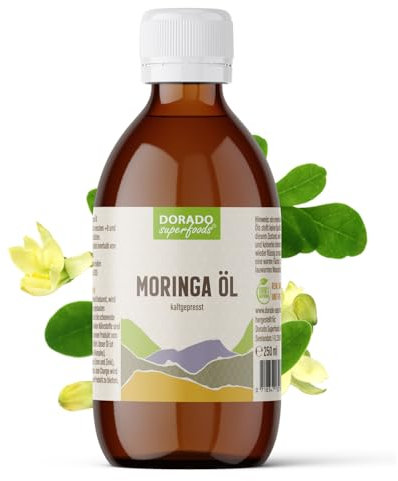 Moringa Öl Behenöl- kalt gepresst aus Qualitätssamen | 250 ml frei von Zusätzen in medizinischer Braunglasflasche - Dorado Superfoods ®