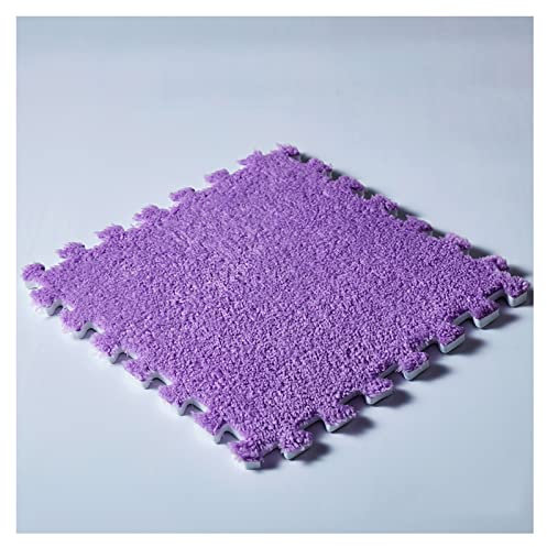 30 Ineinandergreifende Schaumstoffmatten, Flauschige Teppichfliesen, Plüschteppich, 30 X 30 cm Weiche, Krabbelnde Spielmatten-Bodenfliesen, Schlafzimmer-Eva-Schaumstoffmatte,Lila