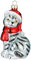 Inge-glas Christbaumschmuck Glas 10cm Katze mit Mütze und Schal Weihnachtskugeln Hauskatze grau
