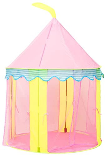 vidaXL Spielzelt für Kinder Bällebad Kinderzelt Babyzelt Spielhaus Zelt mit Tragetasche Schloss-Design für Indoor Outdoor Rosa 100x100x127cm