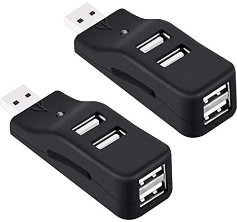 KVSERT 2 x 4 puertos USB Hub, Mini USB 2.0 Hub divisor pequeño portátil, para PC, portátil, Notebook PC, XP y más