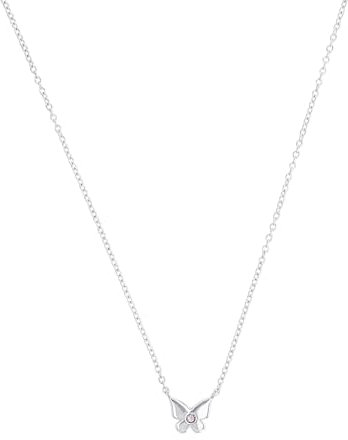 Prinzessin Lillifee Kette mit Anhänger 925 Sterling Silber Mädchen Kinder Halsschmuck, mit Zirkonia synth., 35+3 cm, Silber, Schmetterling, Kommt in Schmuck Geschenk Box, 2036037