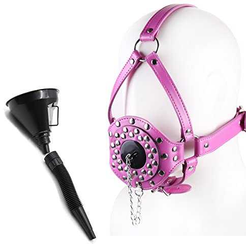 Knebel Bondage Maske Mit Trichter Urinal Verstellbare Gag Sex Toilette Mundknebel SM Cosplay Mouth Gag Bondage Set Sklave Fetisch Sexspielzeug Für Frauen Männer,Pink