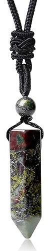 XIANNVXI Bloodstone Necklace Healing Crystal Necklace for Men Bloodstone Gemstone Pendant Jewellery