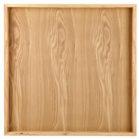 Mumufy 24 x 24'' Square Bamboo Large Serving Tray Platter Serving Tray with Handles Table Top Cheese Platter for Fruit Candy Coffee Dinner Kitchen Party Decorative Display(Wood Color)