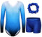ZNYUNE Mädchen Turnanzug mit hose Haarband Set gymnastikanzug Kinder Shorts trikot turnen Ärmellos/Langarm Kleidung klassisch Turnbody B152 Blue 12A