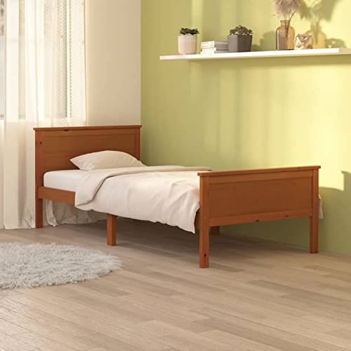 GuyAna Massivholzbett Honigbraun Kiefernholz 100x200 cm Bed Frame Bettgestell Massivholzbette Bett Holz Betten Schrankbett Bettrahmen