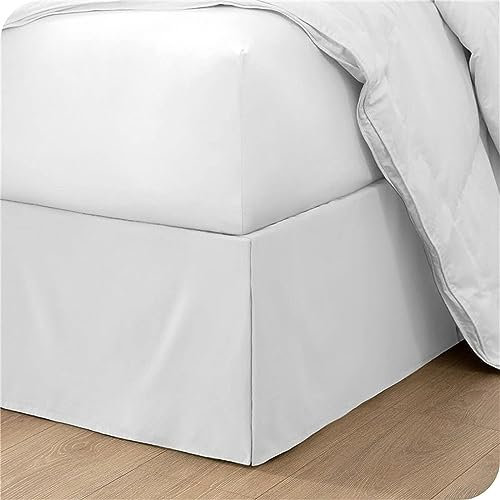 ISZI Cache-Sommier Plissé 100% Microfibre en Coton avec Jupe de Lit de Volants De 35 Cm Cache-Sommier Facile À Installer Ultra Doux Élastique 90/120/140/150/180CM Cache Sommier,Blanc,90 * 190+35cm