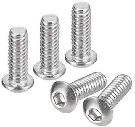 QUARKZMAN 1/4-20x3/4 Botón Hueca Cabeza Tornillos, 10uds 304 Inoxidable Acero Sujetadores Hexagonal Pernos Tornillos, Completa Rosca Hexagonal Accionamiento Tornillos