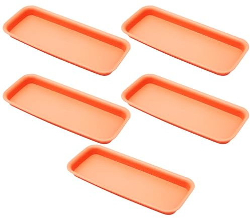 Saihisday Lot de 5 soucoupes rectangulaires en plastique robuste pour plantes, pots de fleurs, soucoupes rectangulaires pour intérieur et extérieur (rouge terre cuite 340)