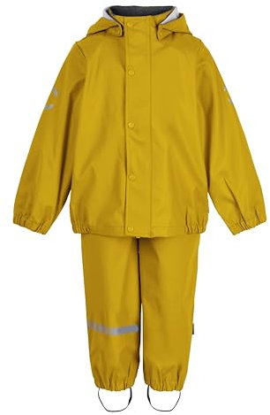 Mikk-line Set pioggia in due pezzi con spalline | Oeko-Tex Standard 100 | 100% poliuretano riciclato | Per ragazzi e ragazze | Pantaloni antipioggia e giacca impermeabile | Dettagli riflettenti,