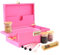 JIABOLANG Bambusbox mit Zahlenschloss, Dekorative Box mit Griff, Große Aufbewahrungsbox Set, Premium abnehmbarem Tablett, 3 Gläser, Bambus-Kräuterrolle und Zubehör Set (Rosa)