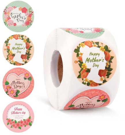 500st Muttertag Aufkleber, Ich Liebe Dich Aufkleber zum Muttertag Sticker Muttertag Umschlagsiegel mit Blumenmotiv Mama 4 Stile für Selbstgemachte Party Geschenkbox Kartendekoration
