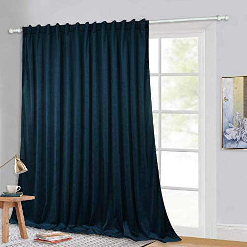 StangH Velvet Curtain Extra Wide Sliding Door Panel for Living/Dining Room, Navy Blue Window Drape Light Blocking for Kids Nursery Energy Efficient for Business Office/Patio, W100 x L102, 1 Panel