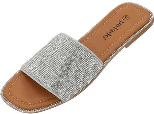 Palado Damen Pantoletten Verido - elegante Sandalen für Frauen - bequeme Hausschuhe mit Strasssteinen - modische Sommerschuhe