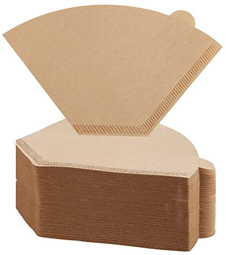 Berichw 200 Stück Kaffeefilter, natürlich, nicht gebleicht, Einweg-Kaffeefilter aus Papier, konisch, zum Ausgießen und Abtropfen