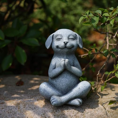 JARPSIRY Meditierende Tierstatue, Kunstharz, Zen-Yoga-Tierfiguren für Zuhause, Innen- und Außenbereich, Gartendekoration, Geschenke für Frauen, Mutter (Hund)