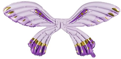 Schmetterling Flügel Folienballon als Kostüm Mädchen Fee Engel Kindergeburtstag Geschenke Fasching Karneval Kinderparty XXL Ballon 100cm Flügeln Lila