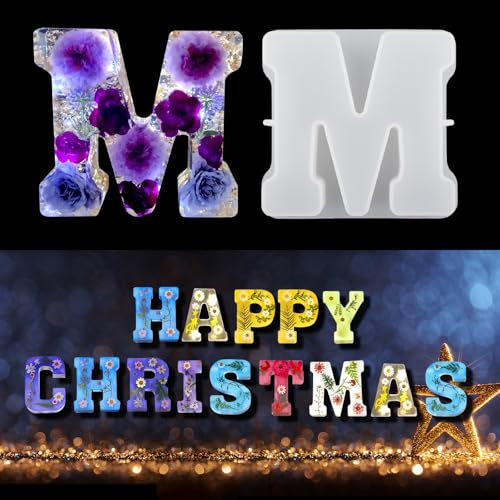 EPODA Silikonform Buchstaben Groß, 6 Zoll Silikonform M, Epoxidharz Formen Buchstaben Groß, Silikon Buchstaben Form Groß, Silikonform Epoxidharz Buchstaben Groß