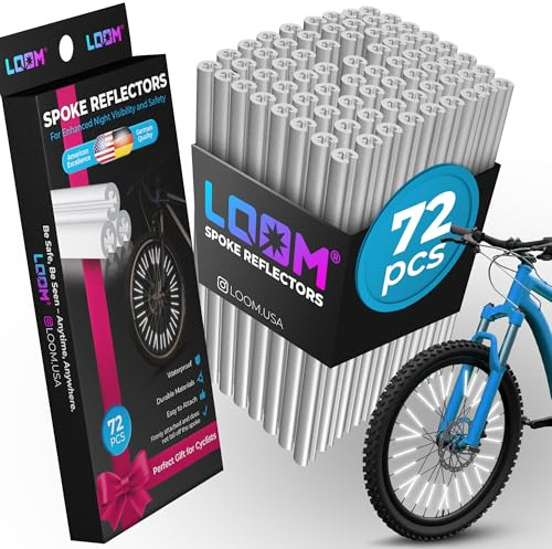 LOOM® Bike Spoke Reflectors Gift Set | 72 Pcs | Premium 8cm Reflective Clips for Bicycles - 360° High Visibility Wheel Spoke Skins - Night Safety Accessories for MTB Road Bike E-Scooters & Kids