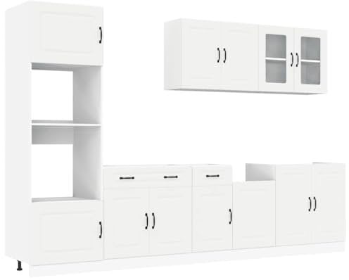 vidaXL 7-TLG. Küchenschrank-Set Kalmar Weiß Holzwerkstoff, Küchenzeile Einbauküche, Schrank-Set, Unterschrank, Küchenschrank, Hängeschrank