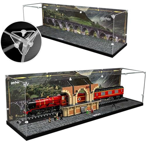 Generisch Acryl Vitrine Box Für Lego 76405 Hogwarts Express, Staubdichte Aufbewahrungsbox Präsentationsbox Für Minifiguren Spielzeug Sammlung (121*27*30.6cm), Hintergrund