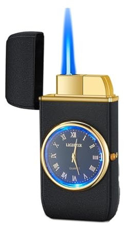 VFBVNJBJ Multifunktionales Metallfeuerzeug, Butan-Fackelfeuerzeug, Turbo-Herren-Gadget, winddichtes Feuerzeug, ungewöhnliches Geschenk (Gas Nicht im Lieferumfang enthalten) (schwarz)(Frosted)