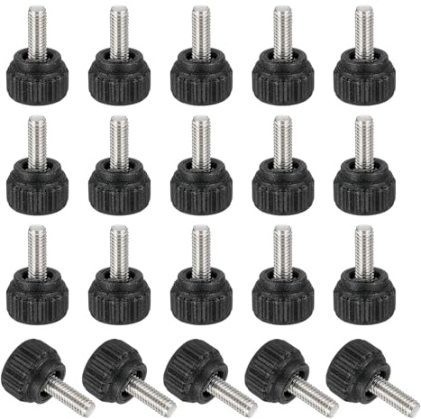 sourcing map 20 Pcs Threaded Knurled Thumbscrew, M4 x 10mm Monitor Mount Arm Screws Stainless Steel Clamping Knobs Grip Thumb Screw for Computer TV