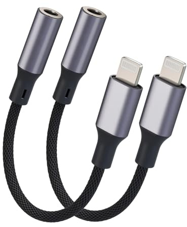 [Apple MFi Certified] 2 Pack iPhone 3.5mm Headphone Adapter, Lightning to 3.5mm Earphone Jack Adapter Aux Audio Dongle Converter for iPhone 14/13/12/11/11 Pro/XR/X/XS/8/8Plus/7/7Plus (Sliver)
