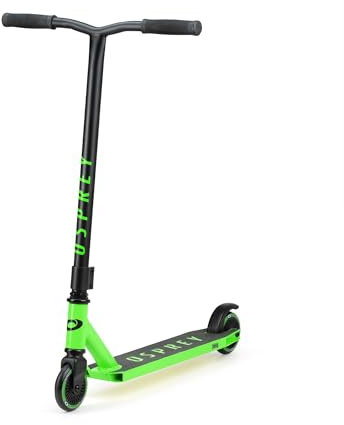 Osprey Stunt-Scooter für Kinder von 8-12 Jahren, Freestyle Street Pro 360 Spin, kompletter Trick mit ABEC 5 Kugellagern, Grün