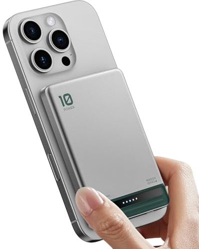 Kuulaa Slimmest iPhone Power Bank para Magsafe, 10000mAh Inalámbrico Magnético Bateria Externa con Carga Rápida USB C 20W, Bateria Portatil Compatible con iPhone 17 Pro MAX Air/16/15/14/13/12