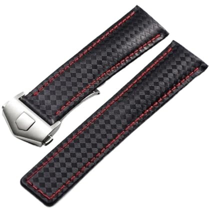 NRERDMT Schwarzes Kalbsleder-Armband kompatibel mit Tag Heuer Aquaracer 300 CARRERA F1 Uhrenarmband Herren