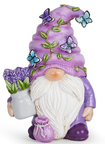 ZAWUU Lavender Gonk Gnome Figurine — Hand-Painted Resin Lavender Gnome, Purple Spring Decoration for Easter & Mother’s Day, Cute Tabletop Ornament for Home, Shelf & Cottagecore Décor