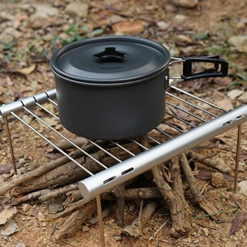 Folding Campfire Cooking Grill, Stainless Steel Portable Foldable Barbecue Charcoal Grate, Outdoor BBQ Stand For Camping Hiking Fishing