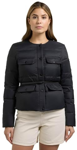 khujo Damen leichte Übergangsjacke kurze Jacke elegante Steppjacke mit Taillengürtel und Pattentaschen Cinnia XS-XXL