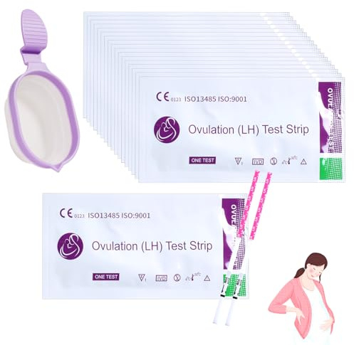 Strisce reattive per l'ovulazione 30 conteggi Kit accurato per predittore di ovulazione LH con coppette per urina riutilizzabili per donne a casa Test di fertilità per il rilevamento delle