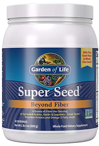 Garden of Life Super Seed Unflavored Fiber Powder, with Omega 3, 600g
