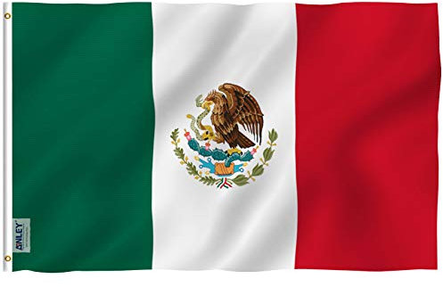 Drapeau du Mexique ANLEY Fly Breeze 3x5 pieds -résistantes à la décoloration - En-tête en toile et double couture - Drapeaux nationaux mexicains MX en polyester avec œillets en laiton 3 x 5 pieds