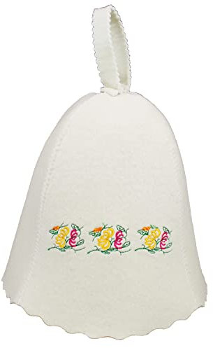 GMMH® Saunahut aus Wollfilz, Saunamütze für Damen, Blumen Muster und Design, Filz Kopfschutz Saunakappe Filzkappe Mütze Filzhut Hut Kappe für Sauna, Banya, Finnische Sauna (3 Blümchen 1125)