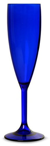 Elite Premium Polycarbonate Royal Blue Champagne Flutes 7oz / 200ml - Set of 12 - Champagne Glasses