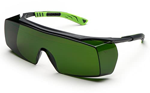 UNIVET | 5X7 Welding 3, Arbeitsschutzbrille, Schweißen, Überlagerungsbrille, 5X7, schweißresistente Gläser, (EN166, EN169 und EN175) Rotguss/Grün